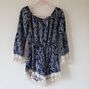 SEE YOU MONDAY Blue & White Romper